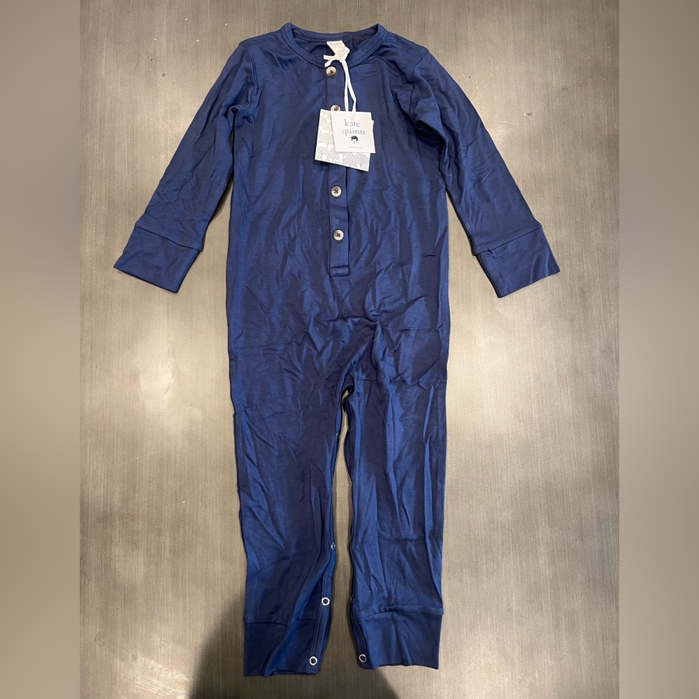 NWT Kate Quinn Deep Blue Bamboo Sport Union Button Suit sz 2T